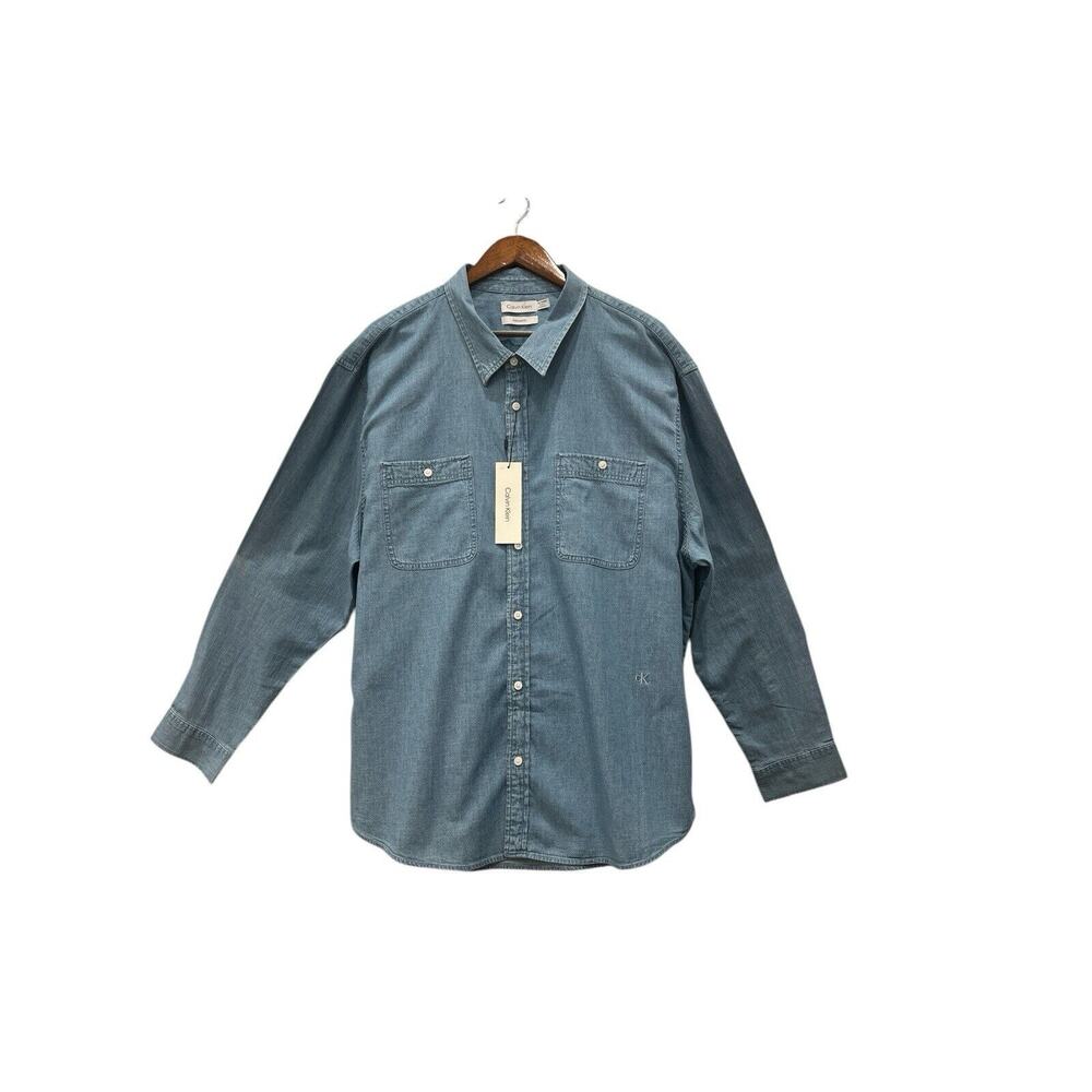 Calvin Klein Classic Denim Button -Down Shirt Relaxed Fit Size XXL - Picture 1 of 6